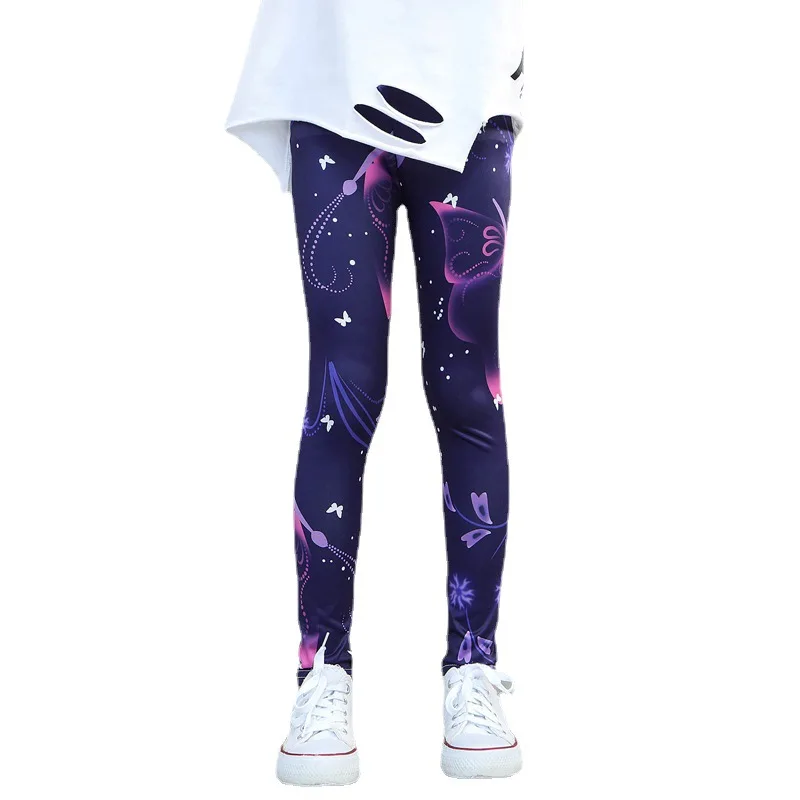 Брюки для девочек леггинсы детские осенние облегающие длинные брюки с