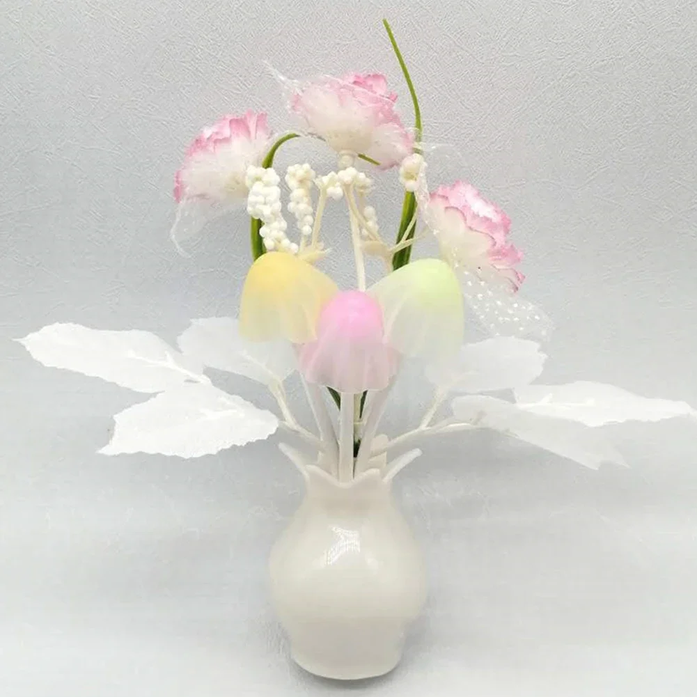 0.5W LED Night Light With Auto Sensor Energy Saving Rose Flower Mushroom Plug In Lamp For Bedroom Bathroom Living Room Kitchen