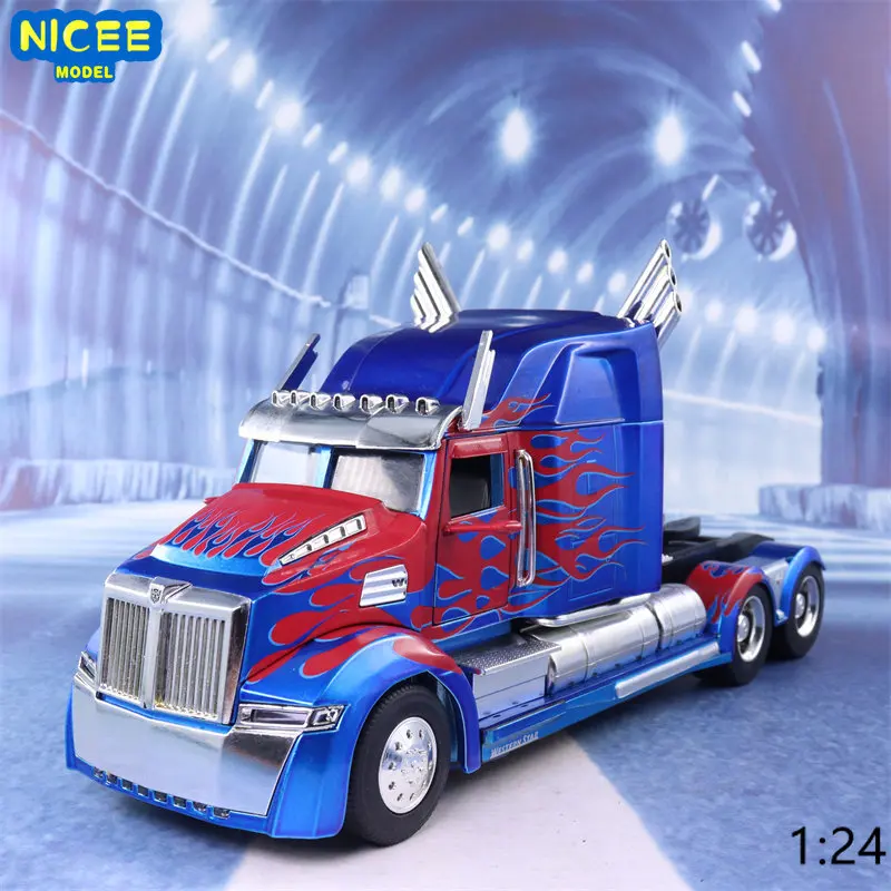 1:24 трансформатор Optimus Prime Western Star 5700XE Phantom металлическая модель игрушечный автомобиль из сплава для детей подарочная коллекция J224