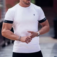 new 2022 muscle men short sleeve workout gyms t shirt cotton loose running fitness tops streetwear hip hop o neck tees clothing