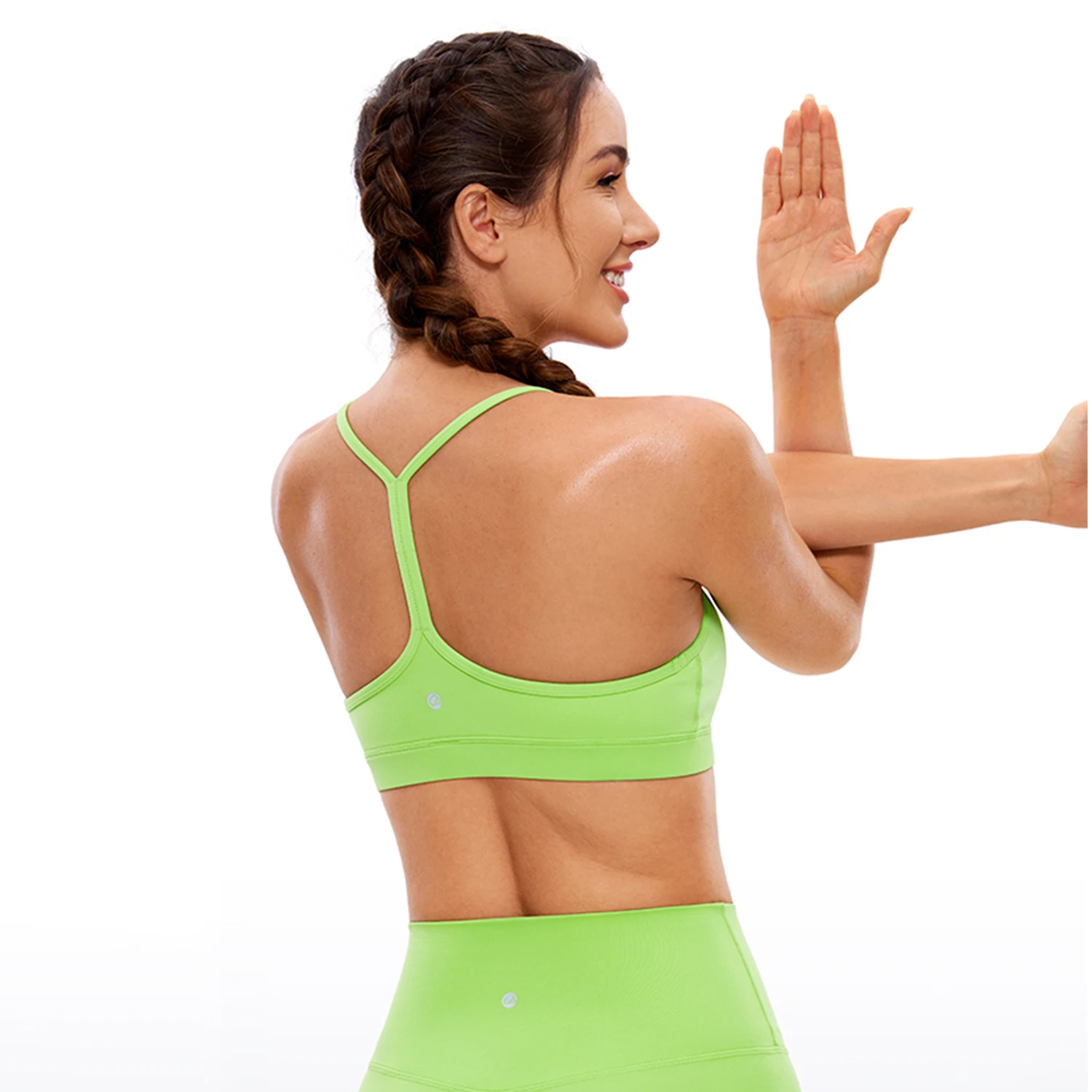 CRZ YOGA US Overseas Warehouse Womens Butterluxe Y Back Bra Padded Racerback Low impact Spaghetti Thin Strap Backless Yoga Bra