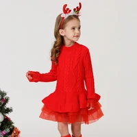 childrens sweater 2022 spring and autumn sweet beauty childrens organza sweater dress long sleeved fluffy princess skirt