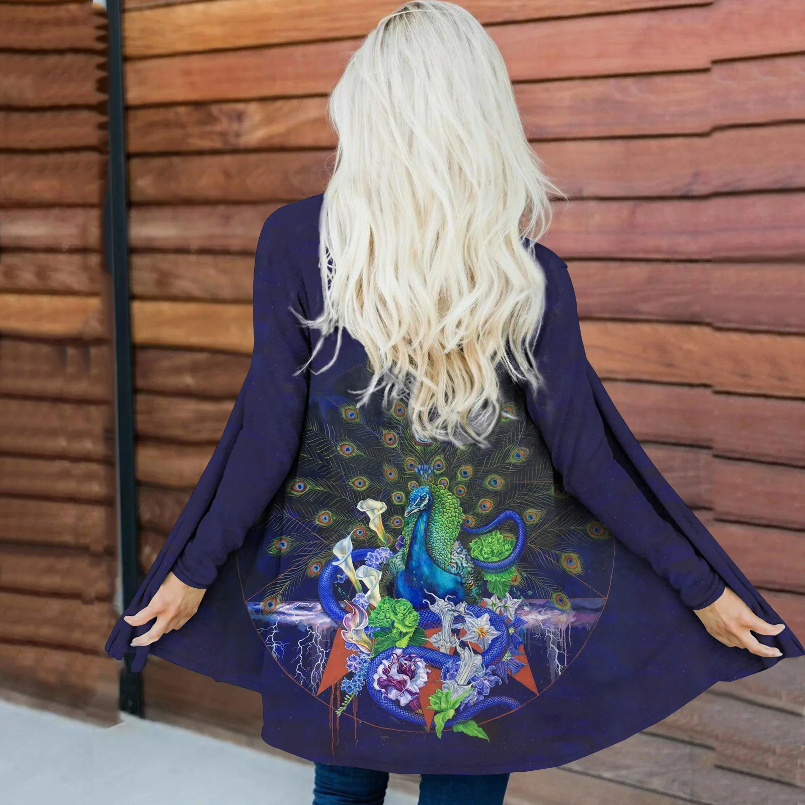 Осенний кардиган с длинным рукавом и принтом пчелы Тонкий Повседневный Модный