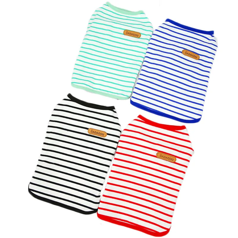 

Classic Dog Hoodies Sleeveless Tshirt Strips Dog Clothes Summer Thin Puppy Cat Vest Shirt Clothing Kitten Pups Sweatshirt Yorkie