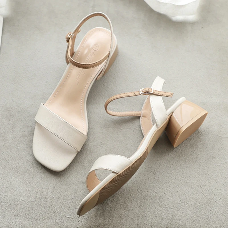 

Korean Mixed Colors Gladiator Sandals Women Belt Buckle Summer Beach Shoes Ladies Square Toe Thick Heels Sandalias De Mujer 2022