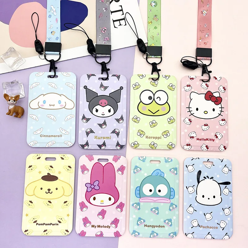 

Sanrio, кошелек с монетницей Hello Kitty Kuromi Cinnamoroll, кошелек для студентов, Чехол для карт, школьная сумка, подвеска, кавайный брелок в подарок