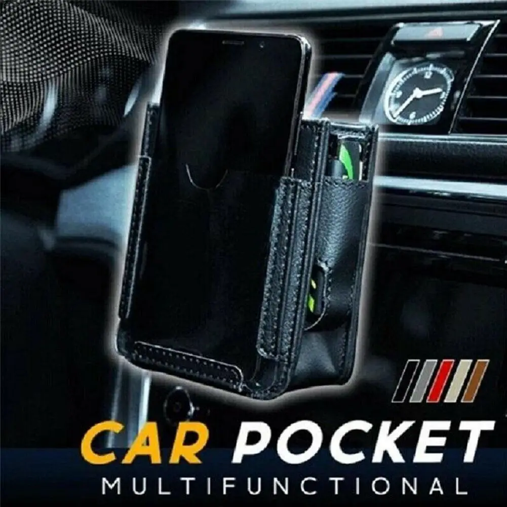 

Car Air Outlet Storage Phone Bag Multifunctional Car Mobile Storage Bag PU Leather Durable Hanging Box Auto Interior Accessories