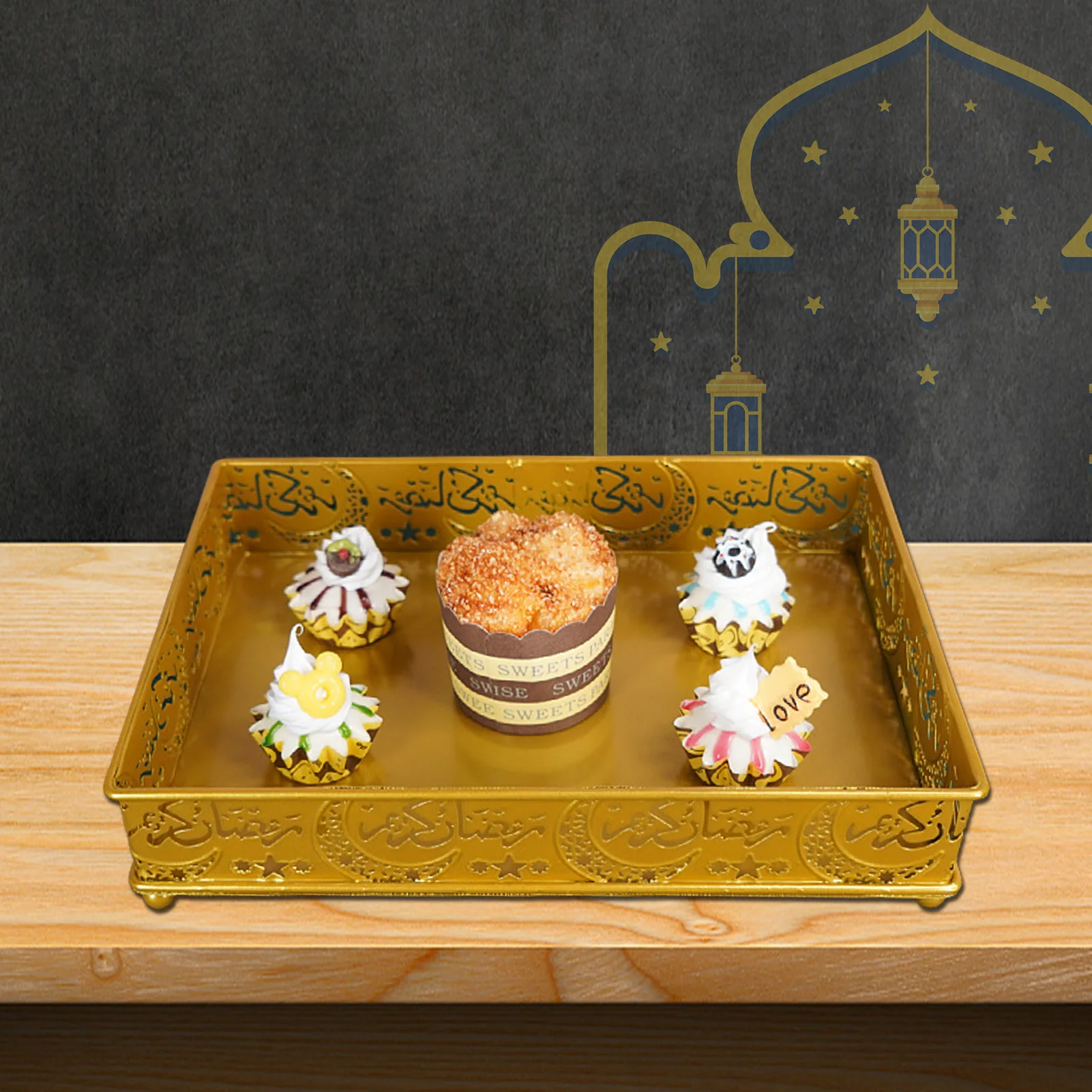 Высококачественный металлический поднос для пищевых продуктов ислама ИД