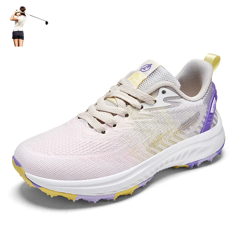 

Golf Shoes for Women Breathable Summer Outdoor Golf Shoes Lady Sneakers for Golfing Non-slip GOLF Yellow Orange Sports Shoes