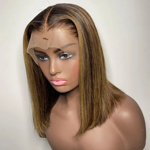 Парик имбирный, оранжевый, мятный, зеленый цвет, 13*4, парик из человеческих волос на сетке спереди, предварительно выщипанная линия волос, выделенная медовая блондинка для женщин
