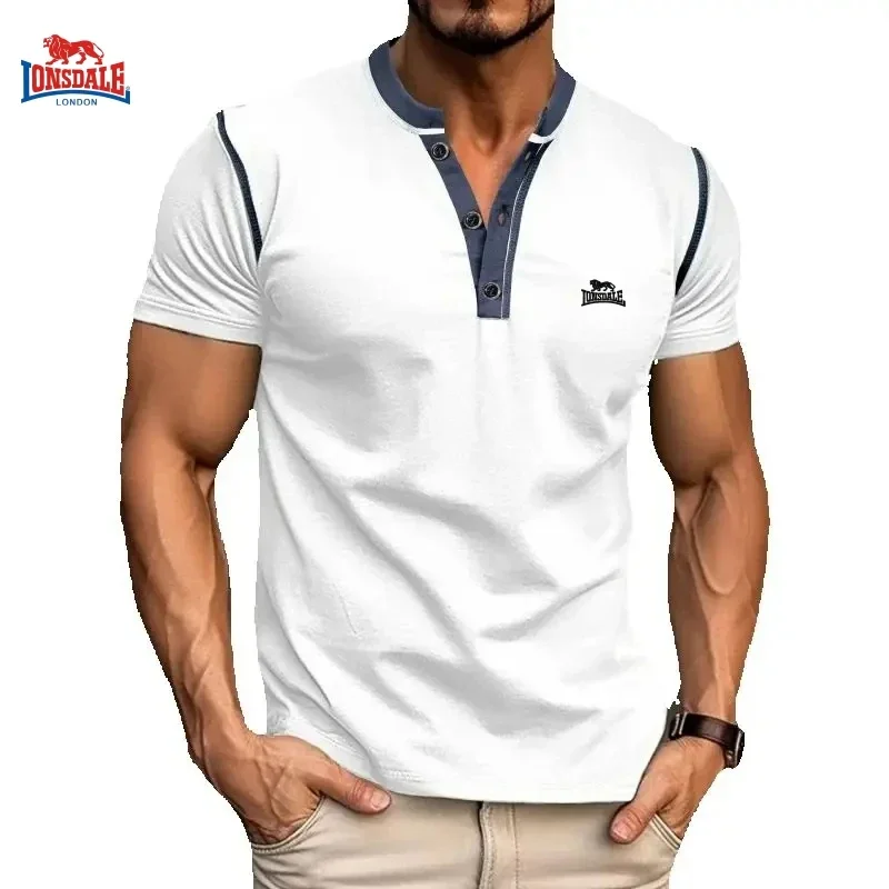 Летняя мужская высококачественная рубашка-поло Генри с вышивкой модный