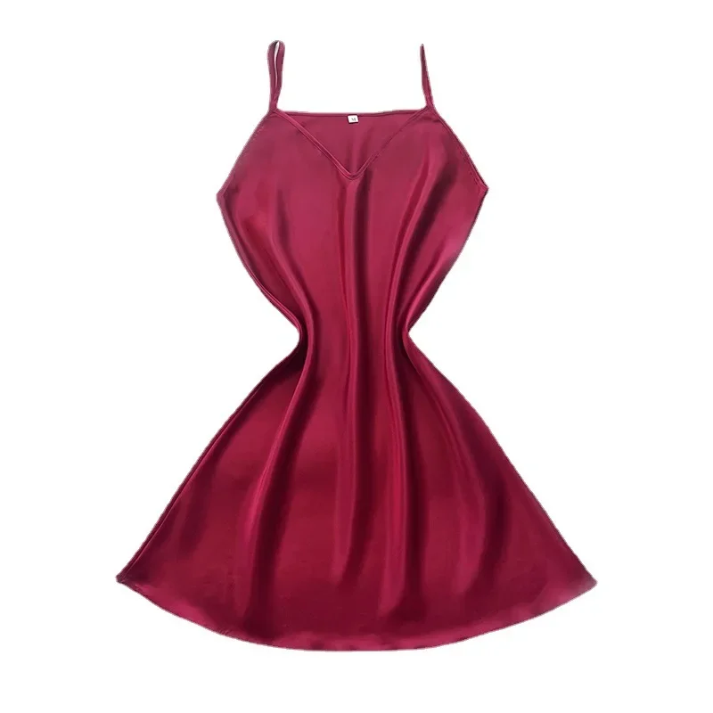 Ночная рубашка на подтяжках женская однотонная высококачественная сексуальная