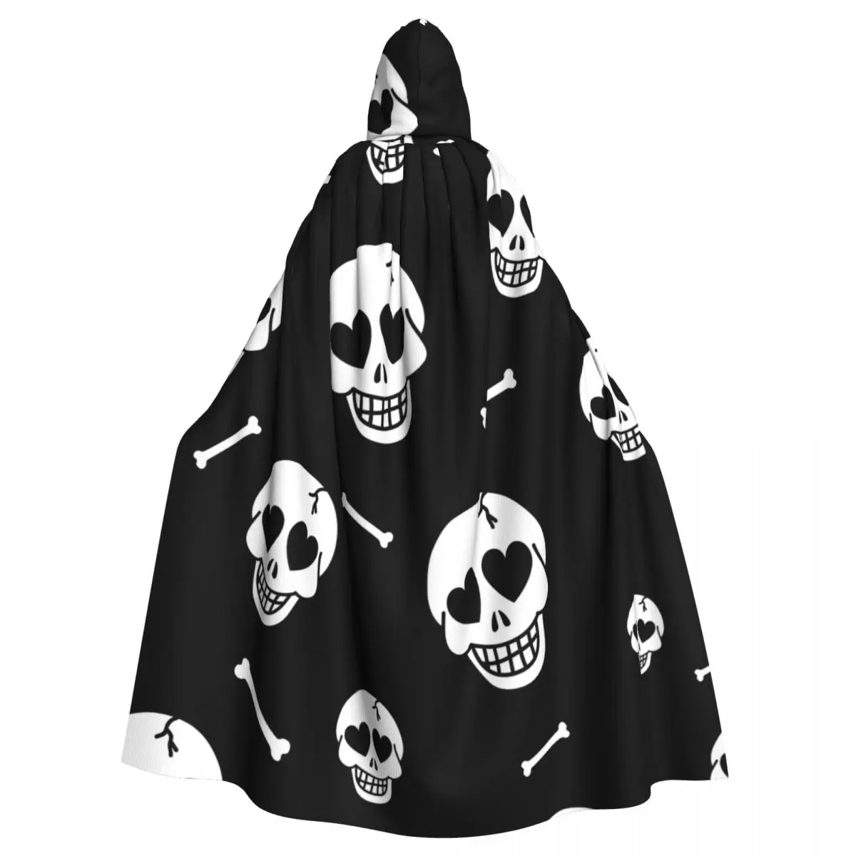 

Unisex Adult Hearts And Skulls Cloak with Hood Long Witch Costume Cosplay