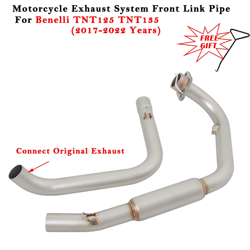 Slip On For Benelli TNT125 TNT135 TNT 125 135 2017 - 2021 2022 Moto Exhaust System Modified Front Pipe Connect Original Muffler