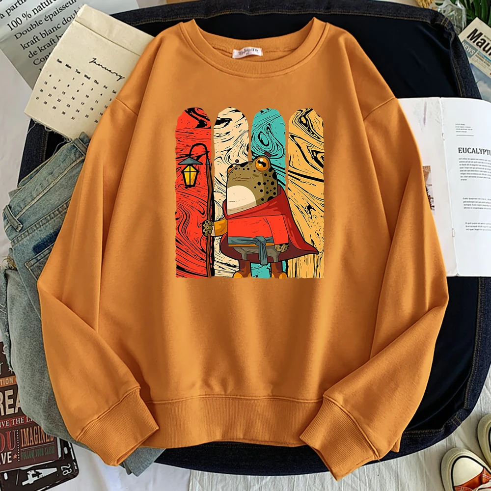 

Cottagecore Aesthetic Frog Playing Banjo On Mushroom Mens Hoodie Hip Hop Tops Autumn Crewneck Clothes Loose Pullover Male Hoody