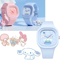 anime sanrio cinnamoroll melody child waterproof watch gift box student cartoon kawaii luminous silicone quartz watch girl gift