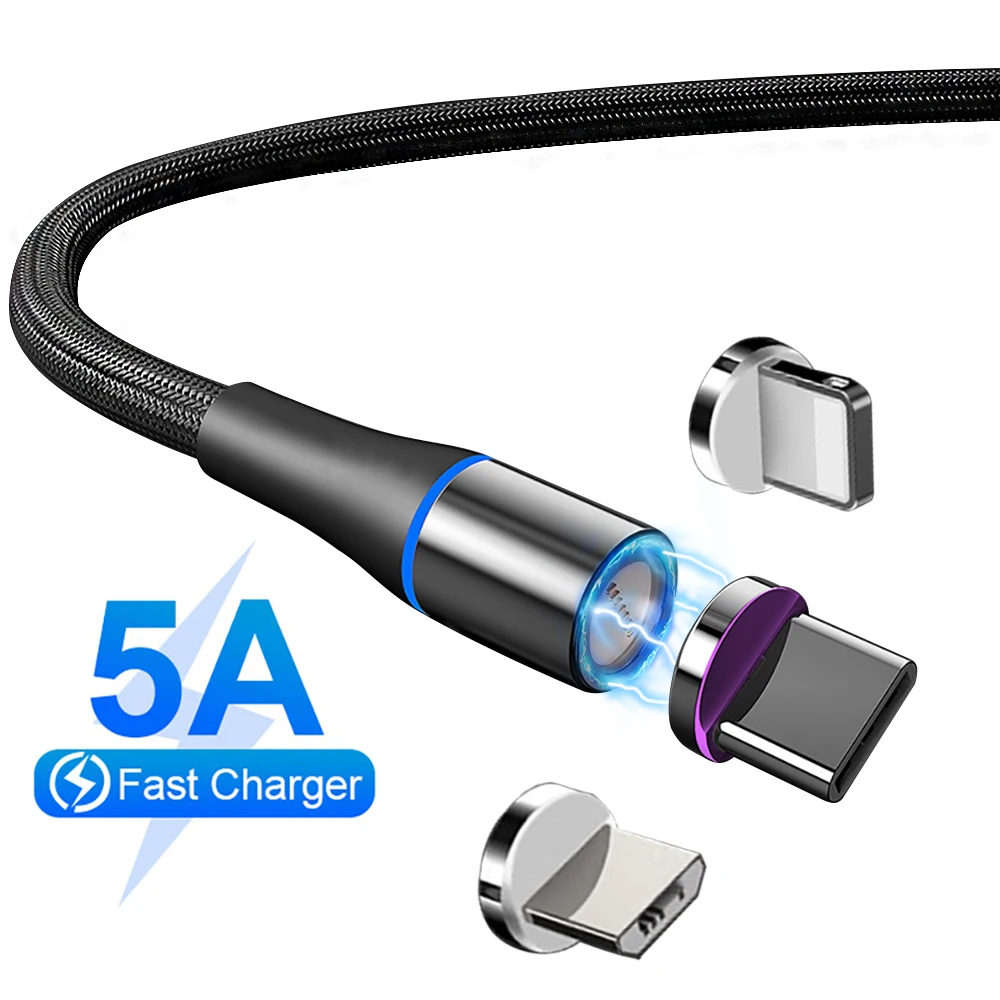 Магнитный кабель Micro USB Type-C 5 А магнитный для быстрой зарядки и передачи данных