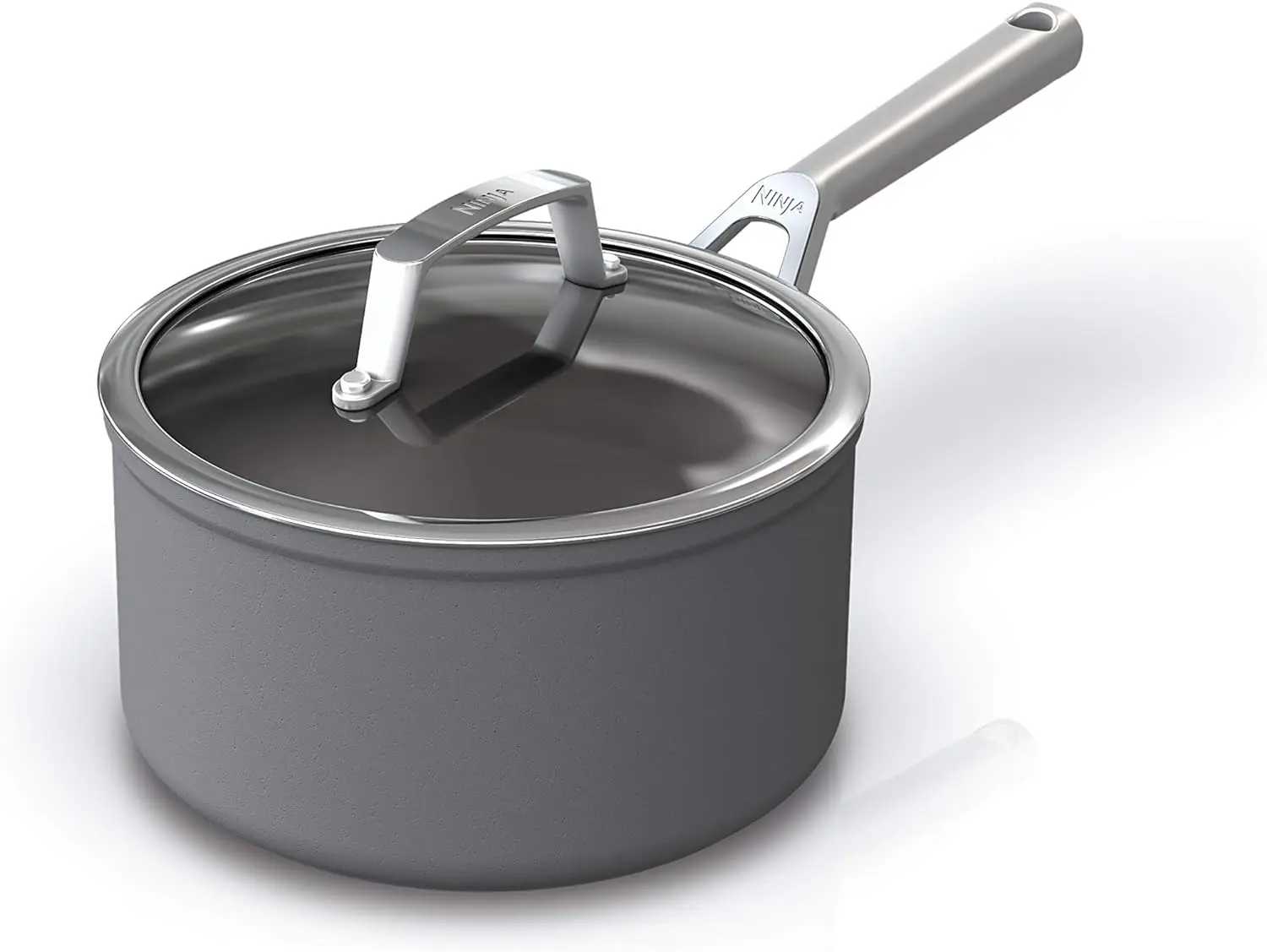 

Foodi NeverStick Premium 3.5-Quart Saucepan with Glass Lid, Hard-Anodized, Nonstick, Durable & Oven Safe to 500°F, Slate Gr Mod