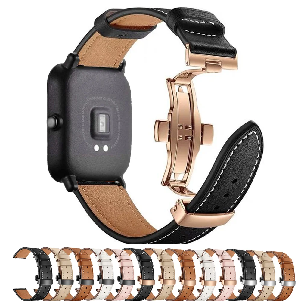 

Watch band For Amazfit GTS/2/2e/3/4/GTS2 Mini/GTR 42mm/47mm/GTR 4/2/3/Pro stratos Leather Bracelet Amazfit bip strap 20mm 22mm