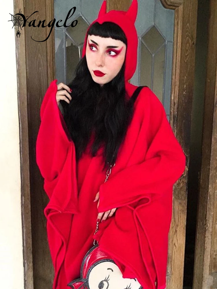 Красная толстовка Yangelo на Хэллоуин с капюшоном в готическом стиле маленькими