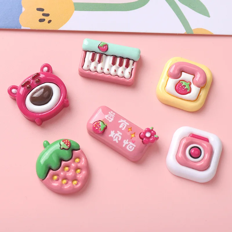 10 шт. Новинка кавайная мультяшная клубника медведь серия Смола с плоским