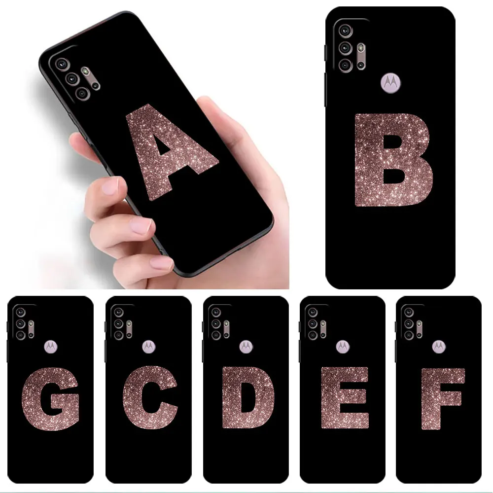 

Letter Pink A B Fashion Initial Case For Motorola G60 G30 Edge 30 20 One Fusion G9 Play G8 G9 Power G50 G200 5G Soft Phone Capas