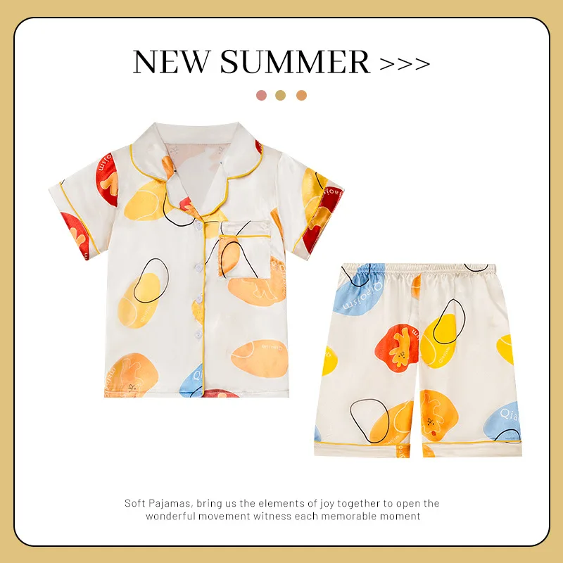 Пижама для девочек летние шорты из вискозы с коротким рукавом тонкая домашняя