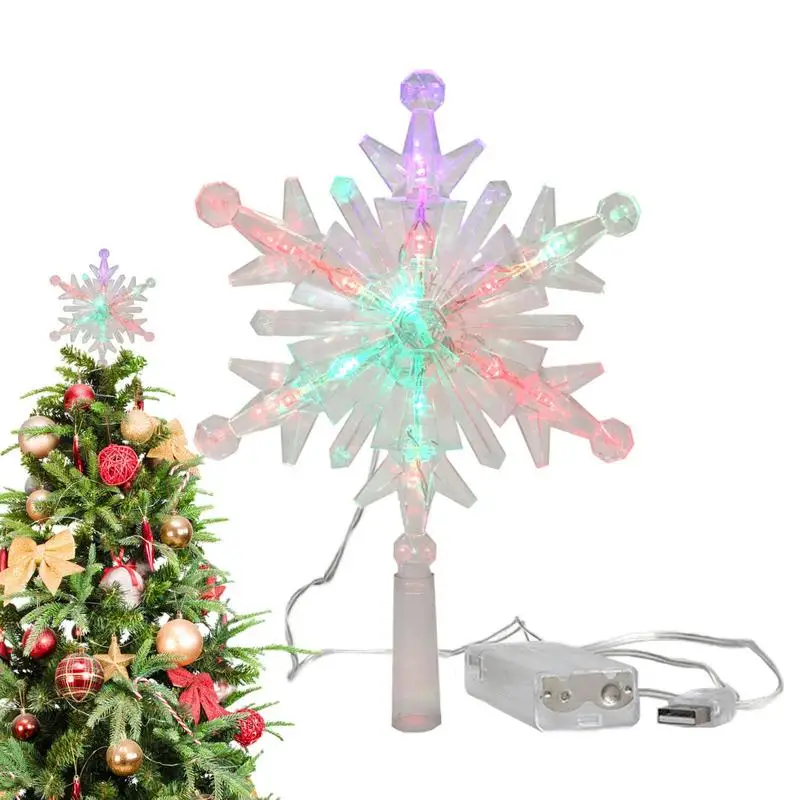 

Snowflake Christmas Tree Topper Light Glitter Tree Ornament Night Light Projector Holiday Christmas Decoration