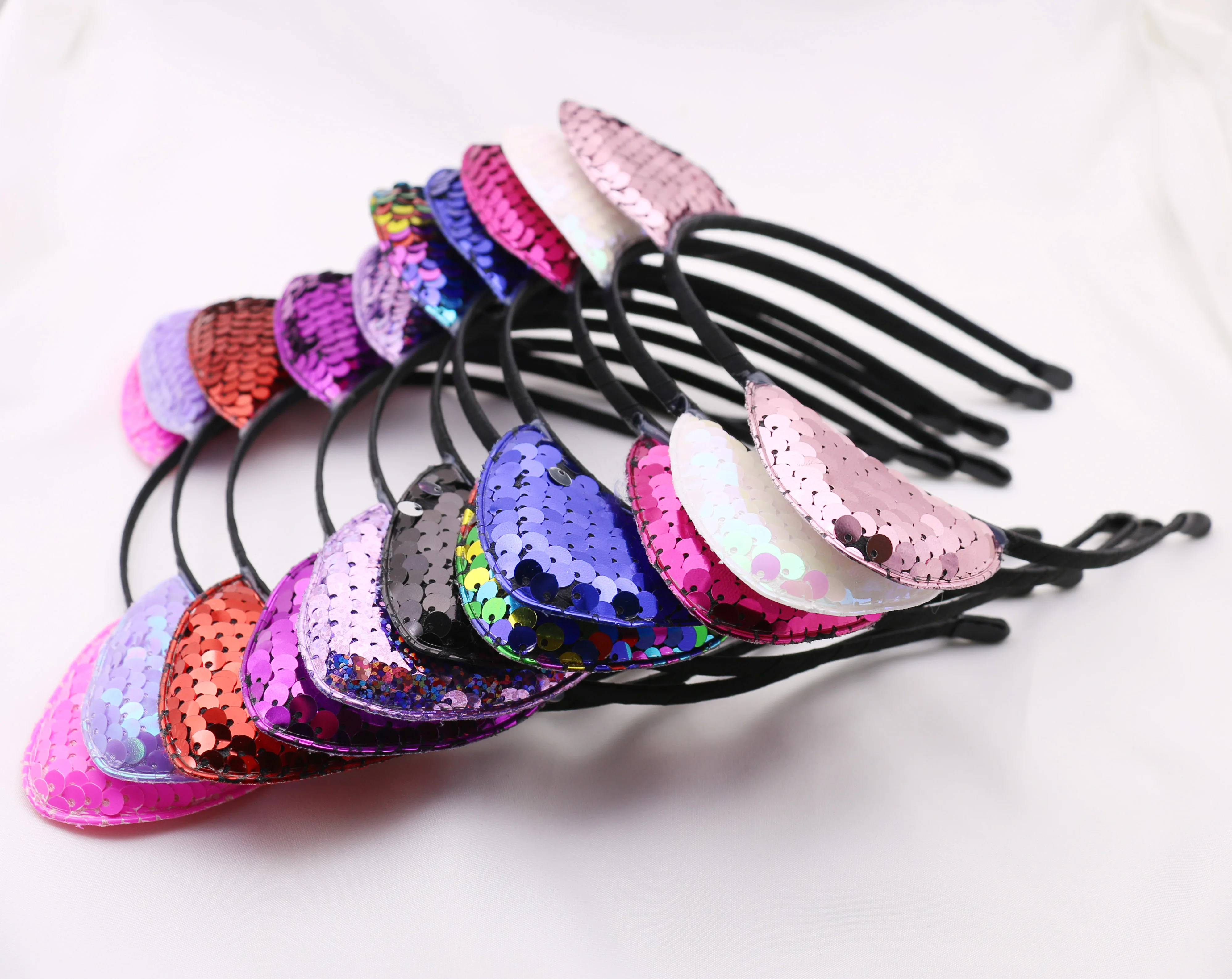 Повязка на голову с блестками и кошачьими ушками для девочек |