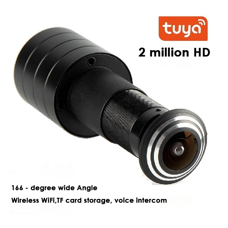 

Security 1080P Mini Wifi Door Eye Hole IP Camera Wide Angle FishEye Lens 1.66mm Peephole CCTV Network Audio Horn P2P Onvif Tuya