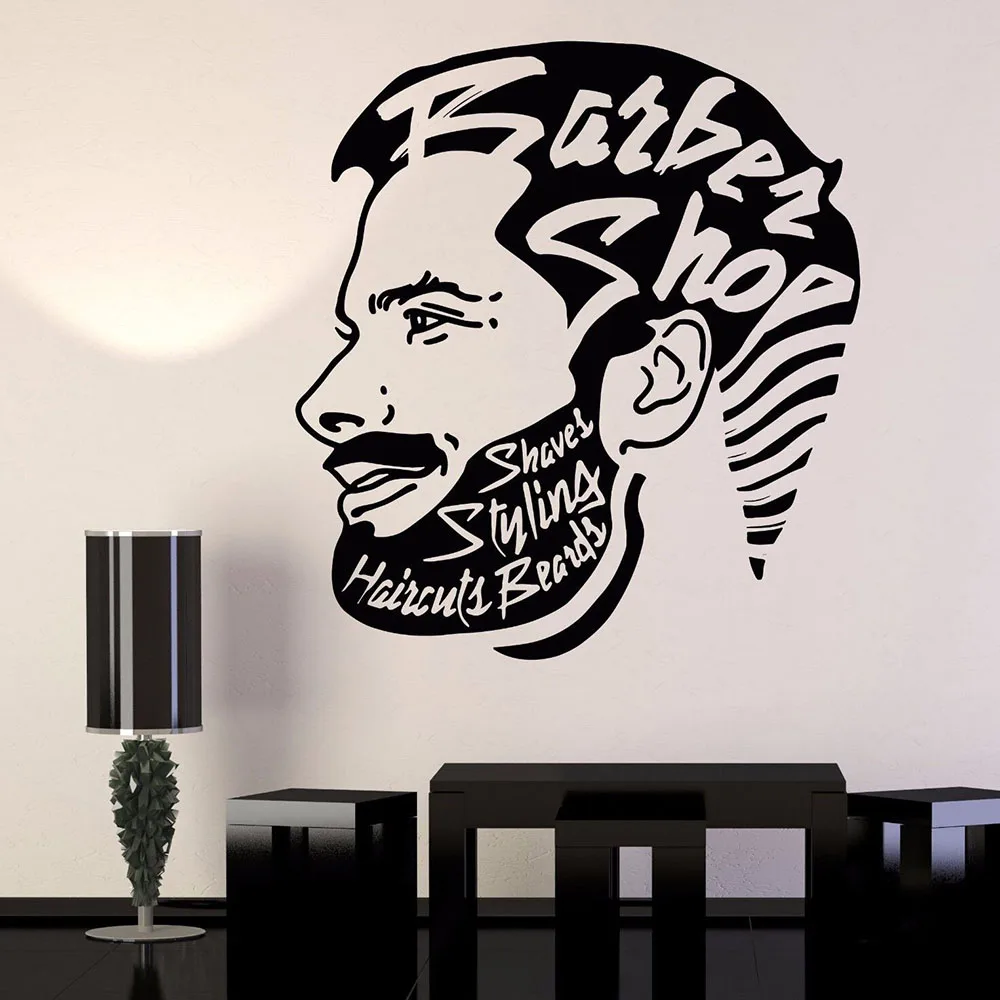 

Логотип парикмахерской, украшение окна, настенные наклейки, виниловые наклейки на стену, хипстерские Стикеры для парикмахерской, парикмахерской, SY854