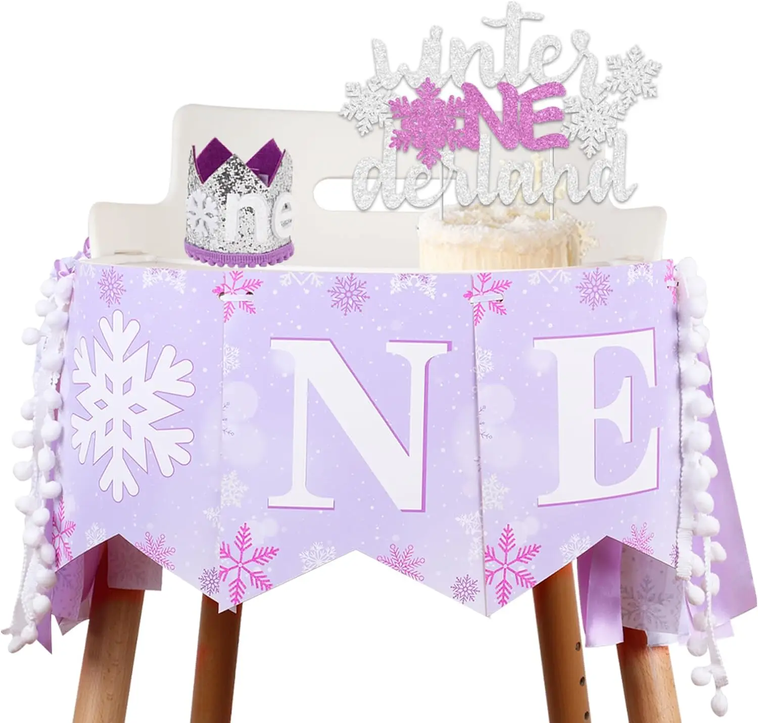 Зимний Onederland набор для украшения первого дня рождения баннер-хайкер торта зимняя