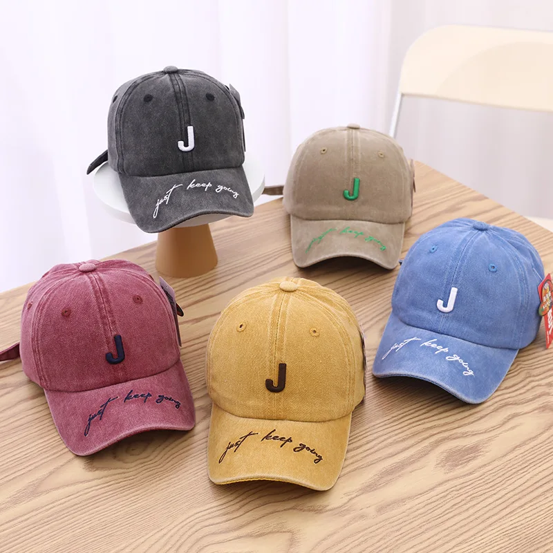 

Детская винтажная бейсболка из денима в стиле хип-хоп, дышащая Снэпбэк Кепка с вышивкой и надписью, детская модная Спортивная Кепка для гольфа