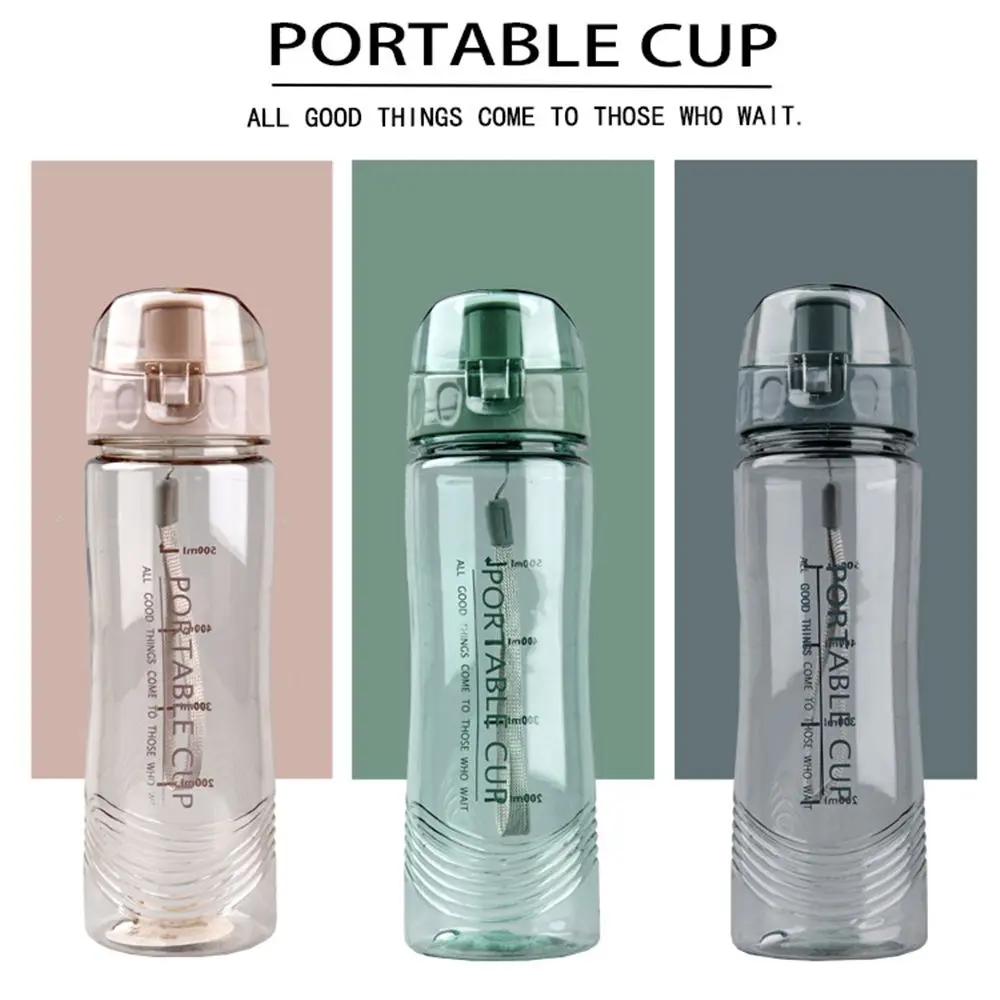 

550ML Portable Plastic Large Capacity Transparent Sports Water Bottle Coffee Juice Cup Drinking Cup Tumbler