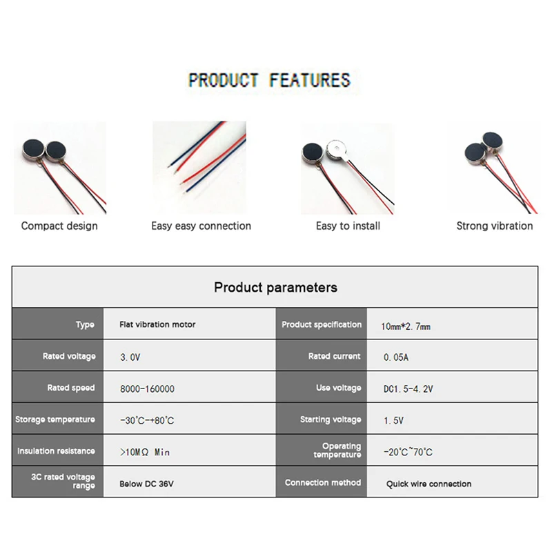 2 шт. миниатюрные вибрационные моторы 1027 3 В постоянного тока 12000 об/мин
