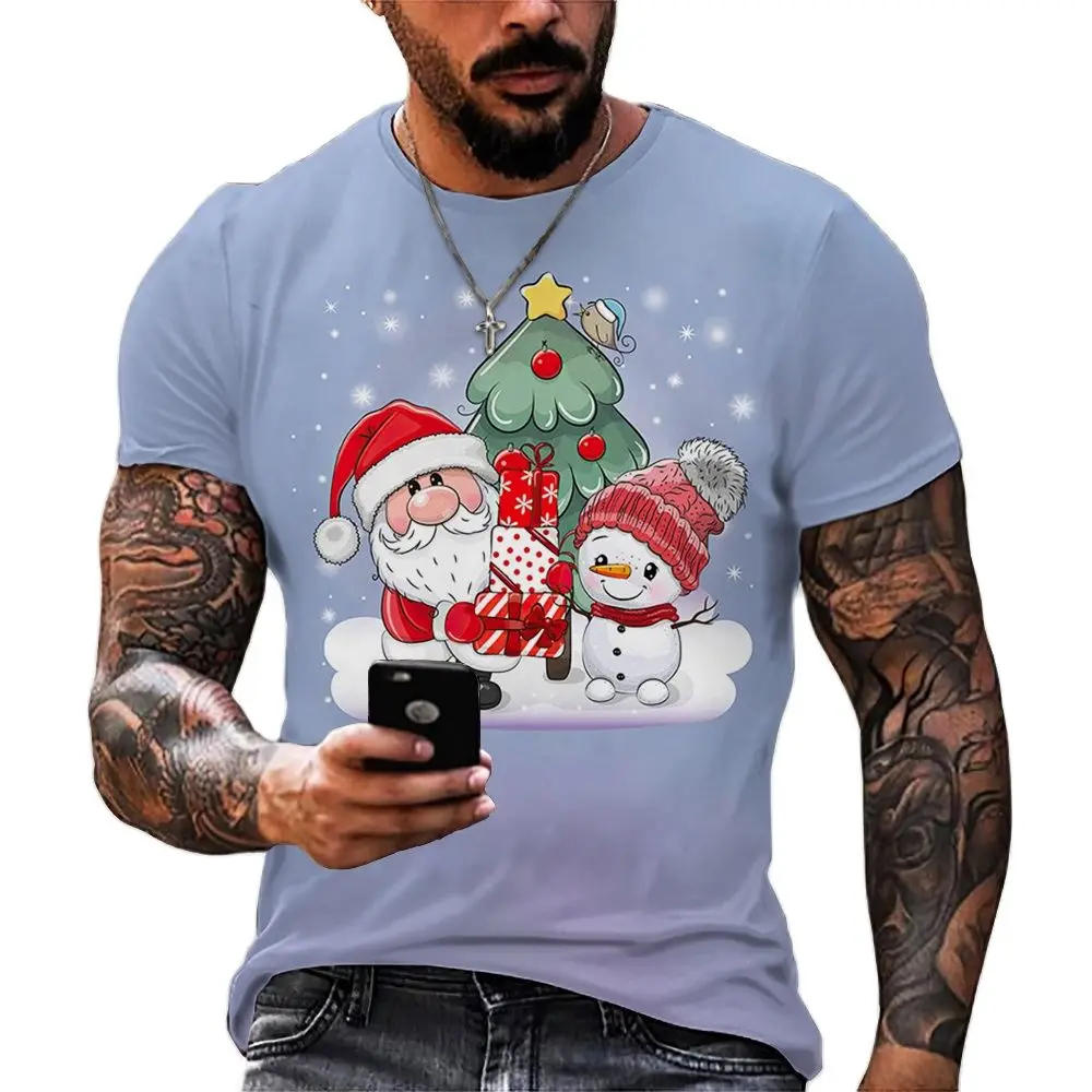 

Рождественские женские футболки, летняя Веселая одежда с коротким рукавом в стиле Харадзюку, Повседневная футболка большого размера с круг...