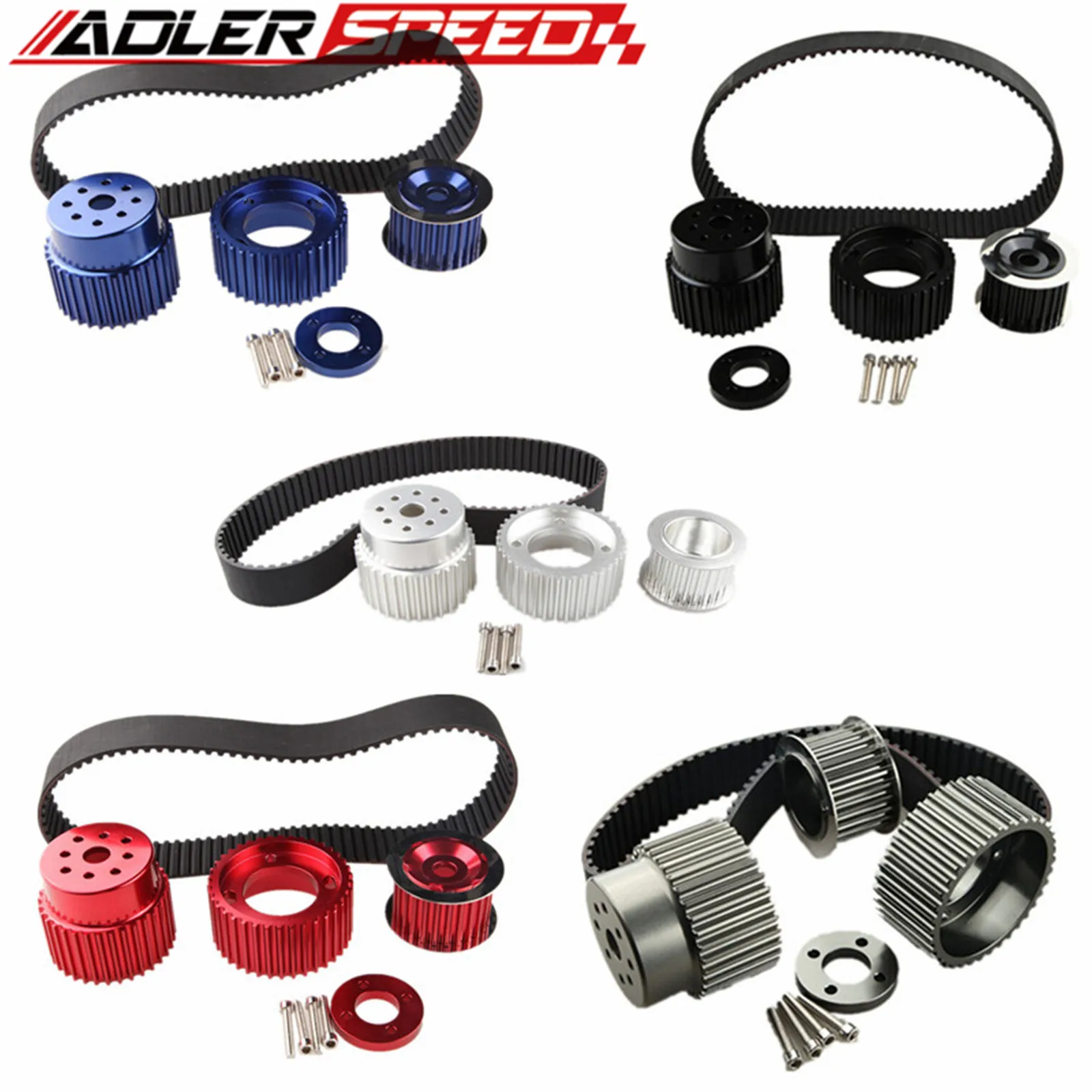 Gilmer Belt Drive Pulley Kit For Mazda RX-7 FD FC RX3 12A 13B 20B 15mm Billet Aluminum Black/Blue/Red/Titanium