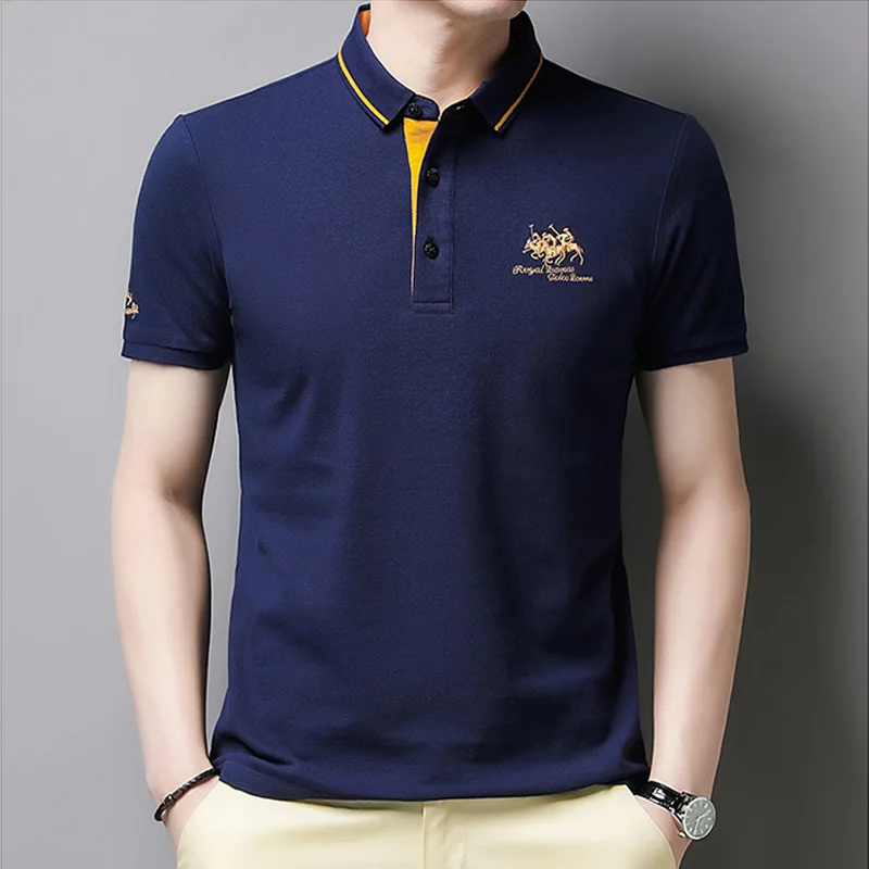 

Men's Half-sleeve Lapel Embroidery Polo Fashion Casual Sports Young Short-Sleeved Shirts For Man Sleeveless Top Summer