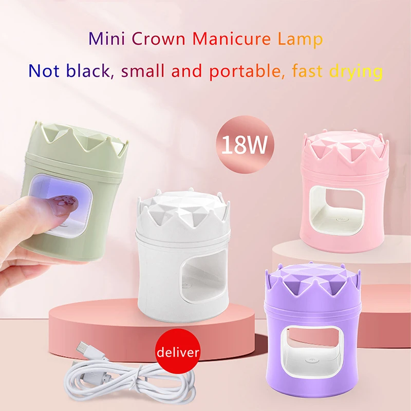 

1pcs Mini Crown Manicure 18W Nail Dryer LED UV Lamp Micro USB Gel Varnish Curing Machine Nail Art Equipment Manicuring Nail Tool