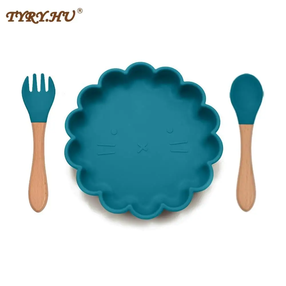 

Children's Tableware Feeding Baby Learning Dishes Suction Bowl Lion Shape Food Plate Newborn Silicone Infant Waterproof Plates