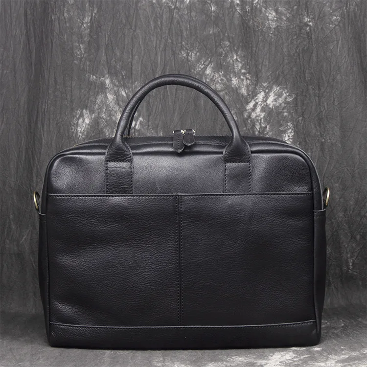 Factory New genuine leather men's portable briefcase one-shoulder messenger bag large capacity computer bag
