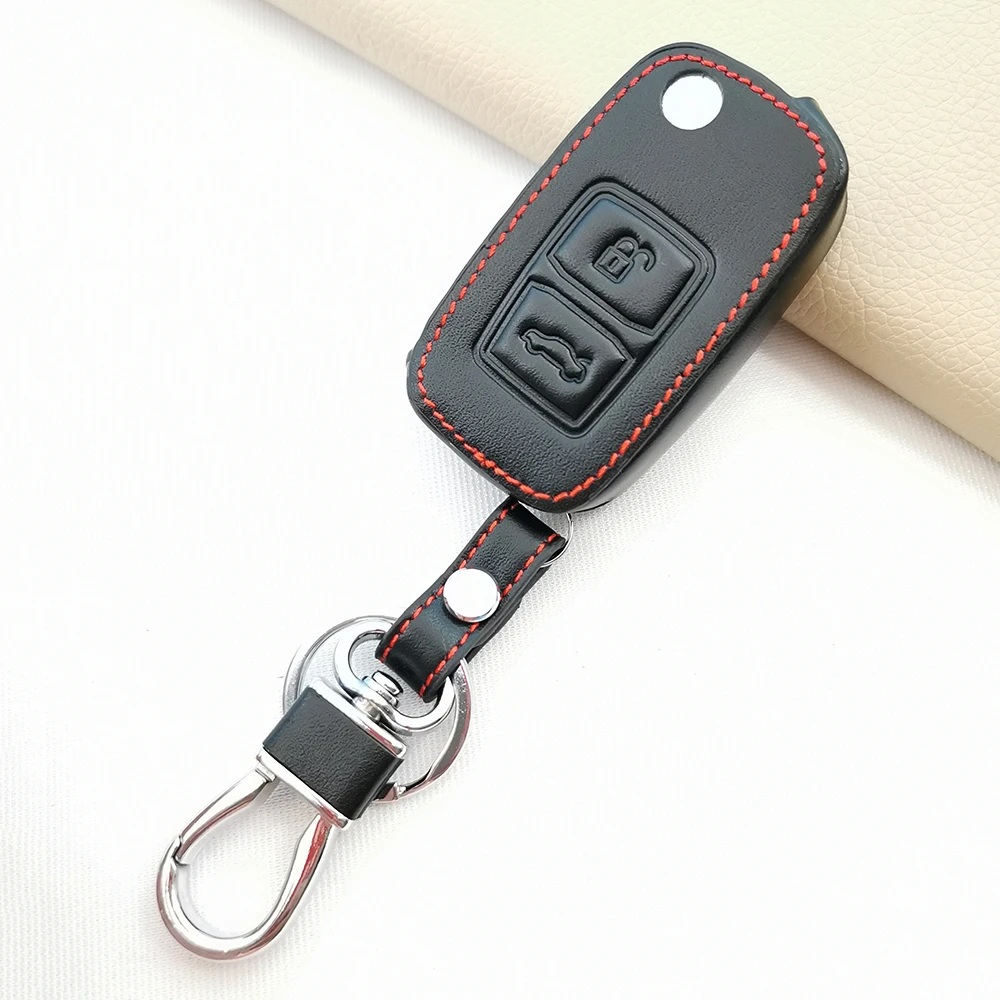 

Classic Style Leather Car Key Case For Chery A5 Fulwin Tiggo E5 A1 Cowin 2 Buttons Remote Shell Cover Protective Fob