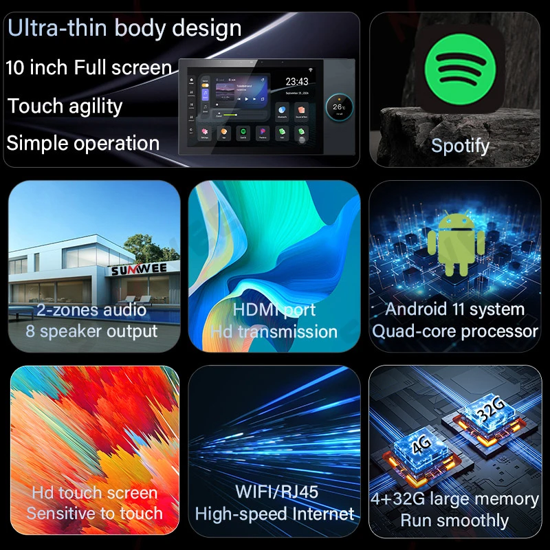 TUYA 10-дюймовый 2-зонный аудиоусилитель