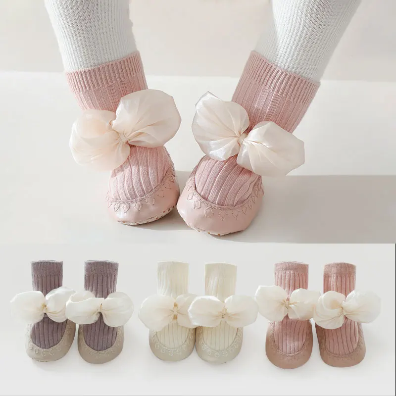 

Носки для новорожденных 2 пары, детские Нескользящие носки принцессы с бантом, милые хлопковые носки для маленьких мальчиков и девочек на ве...