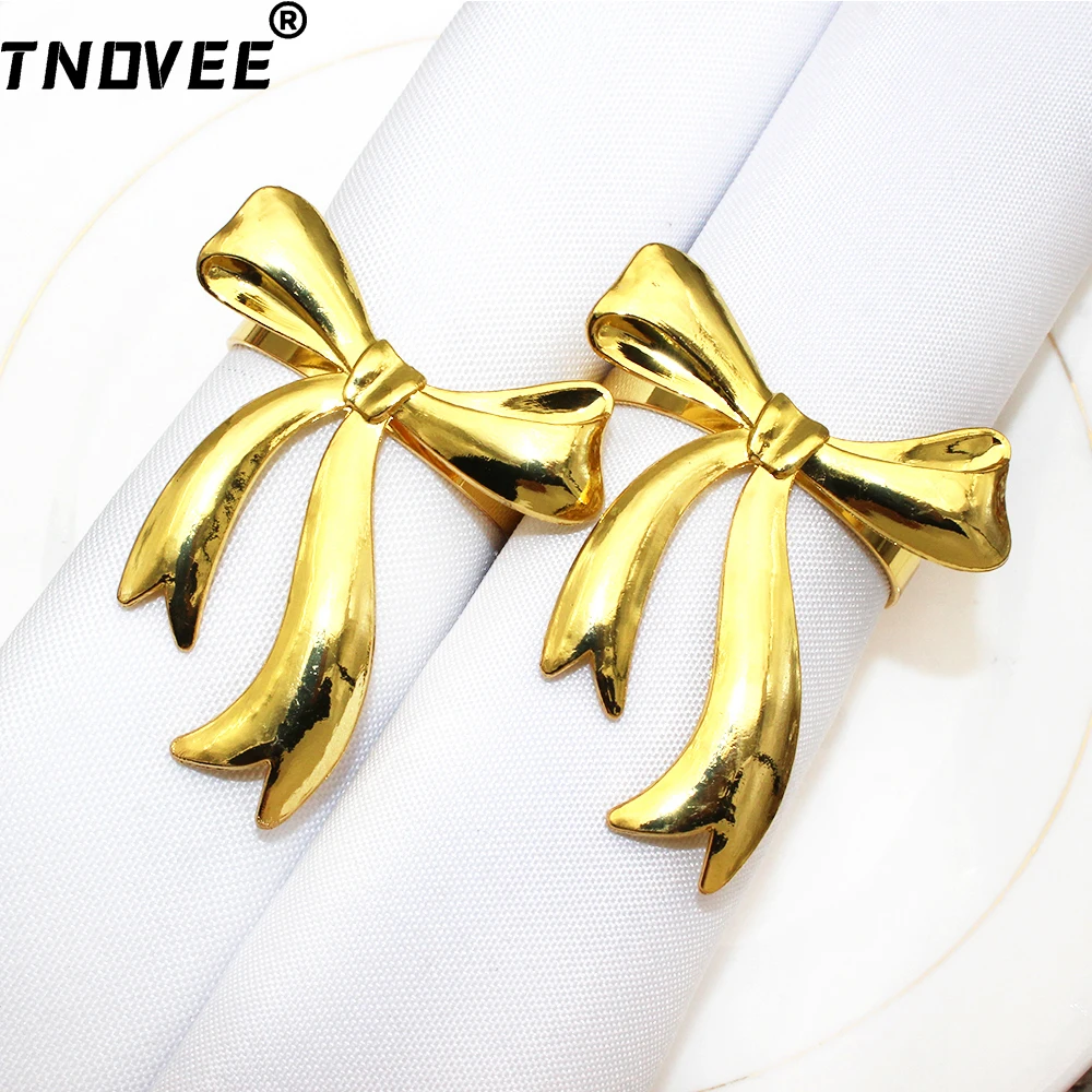 6 шт. металлические банты кольца для салфеток держатель свадебных золотые пряжки