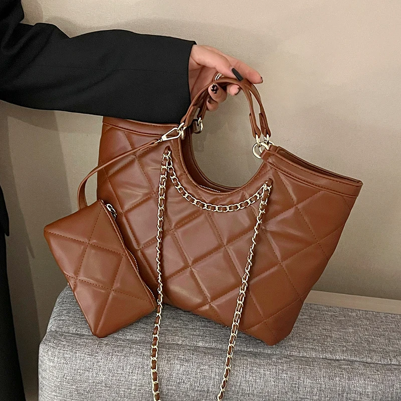 

Осенне-зимние винтажные сумки, новинка 2022, женские сумки, модные сумки на плечо с цепочкой, сумки-тоут