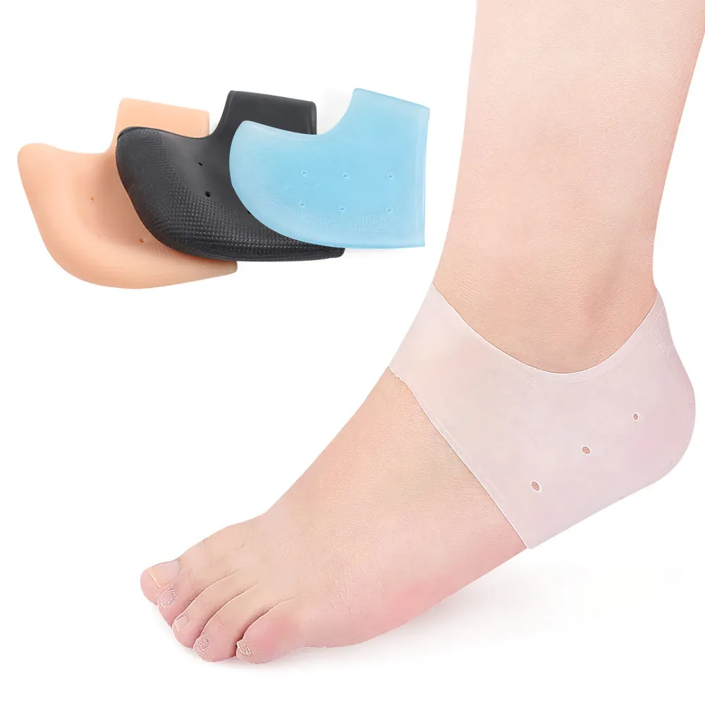 

2Pcs Silicone Feet Care Socks Moisturizing Gel Heel Thin Socks with Hole Cracked Foot Skin Care Protectors Lace Heel Cover