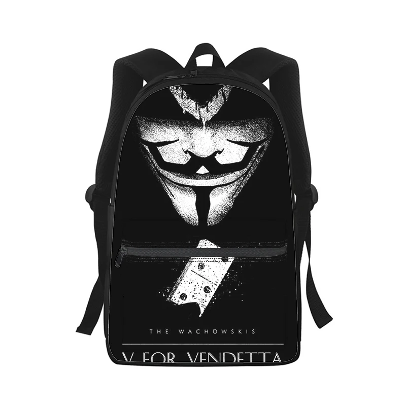 V for Vendetta Men Women Backpack 3D Print Fashion Student School Bag Laptop Backpack Kids Travel Shoulder Bag