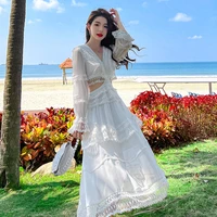 summer white maxi dress women 2022 long sleeve elegant vintage y2k flowy ball dresses for wedding guest bridesmaid birthday prom