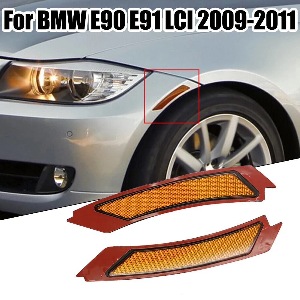

2pcs Bumper Reflectors Bumper Reflectors 63147205398 Amber For BMW E90 E91 4D LCI 09-11 Front Bumper Reflectors Brand New